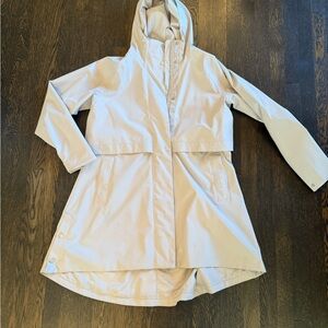 Athleta Women's Cream Hooded Trench Rain Jacket